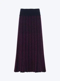 jupe longue maille chevrons
