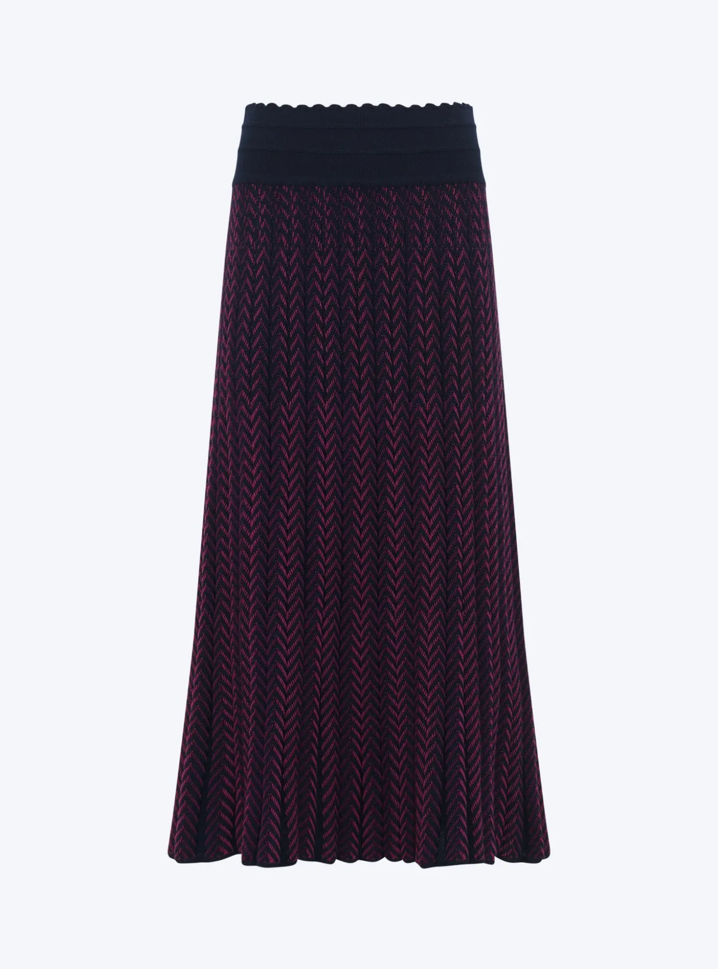 jupe longue maille chevrons