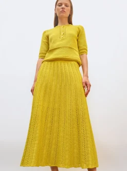 jupe longue maille guipure