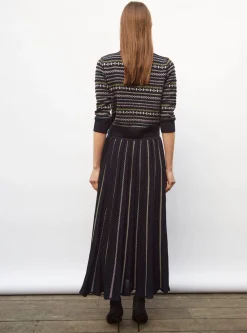 jupe longue maille jacquard fair isle