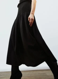 jupe longue maille smockée