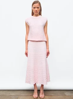 jupe longue maille zellige unie