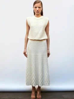 jupe longue maille zellige unie