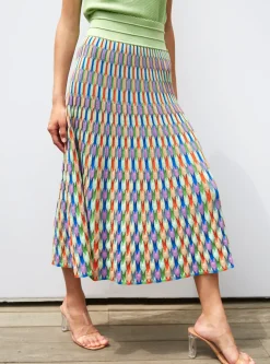 jupe longue maille zellige multicolore