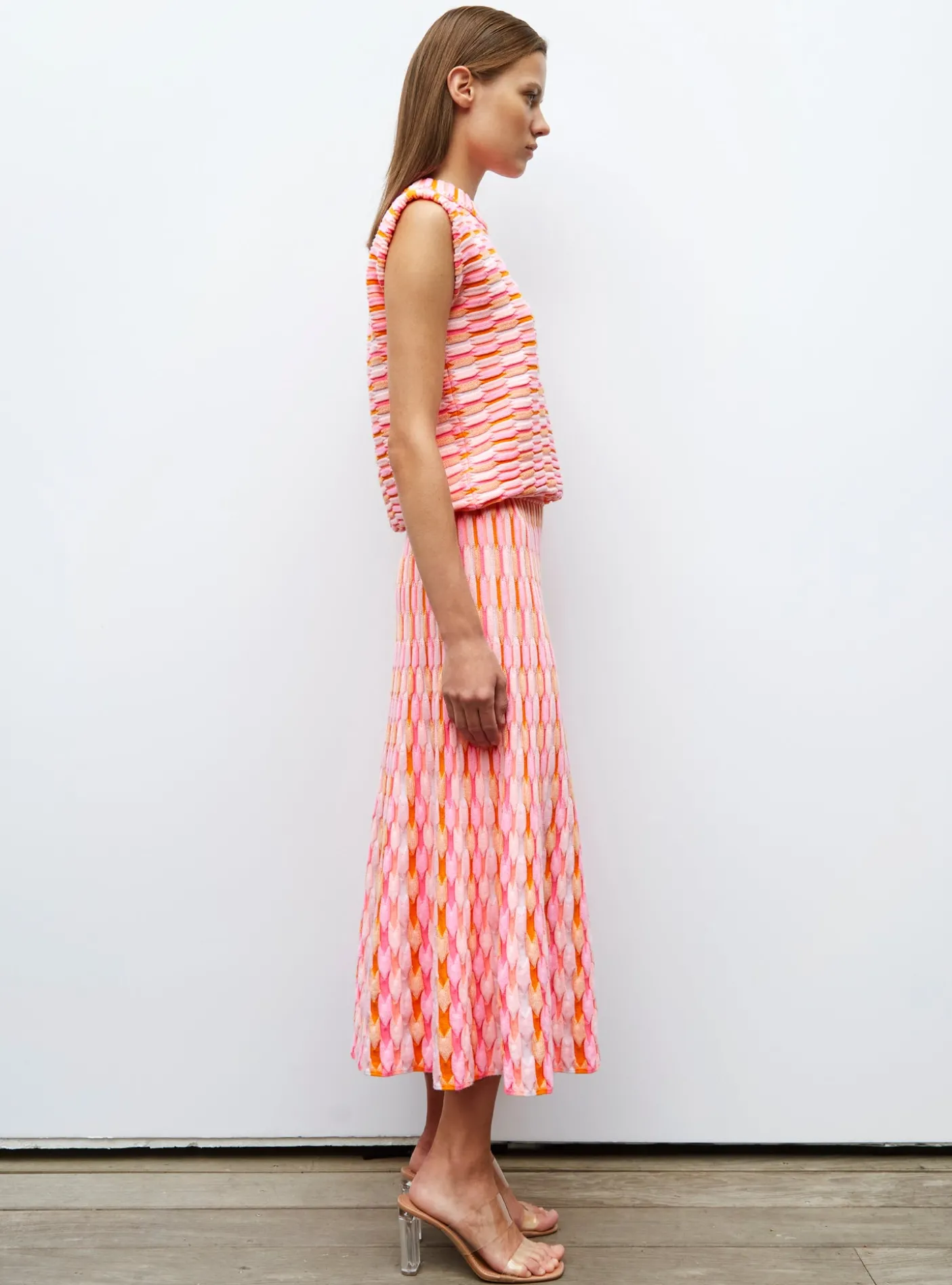 jupe longue maille zellige multicolore