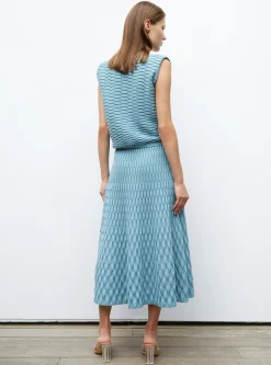 jupe longue maille zellige unie