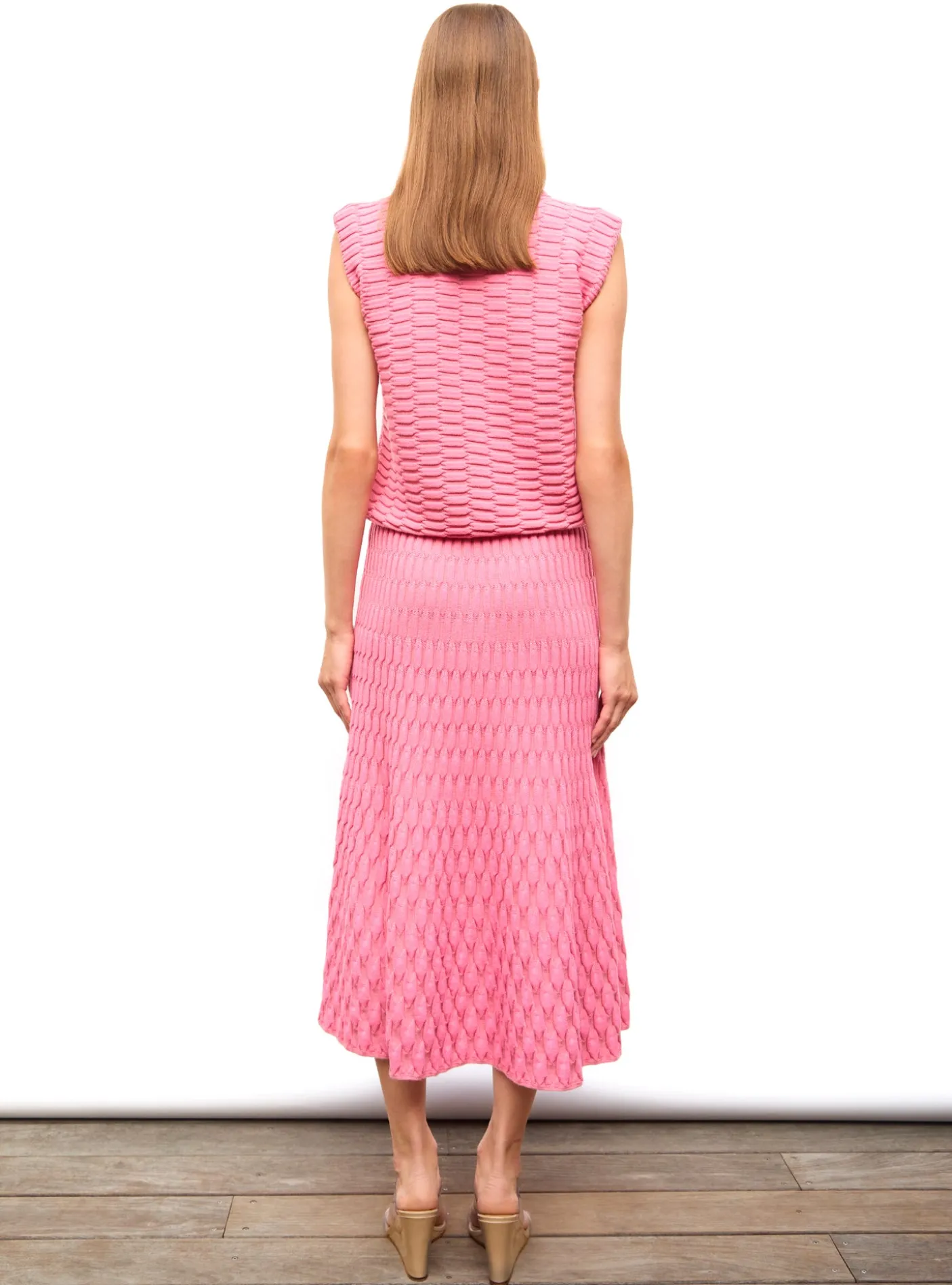 jupe longue maille zellige unie