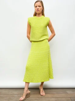 jupe longue maille zellige unie