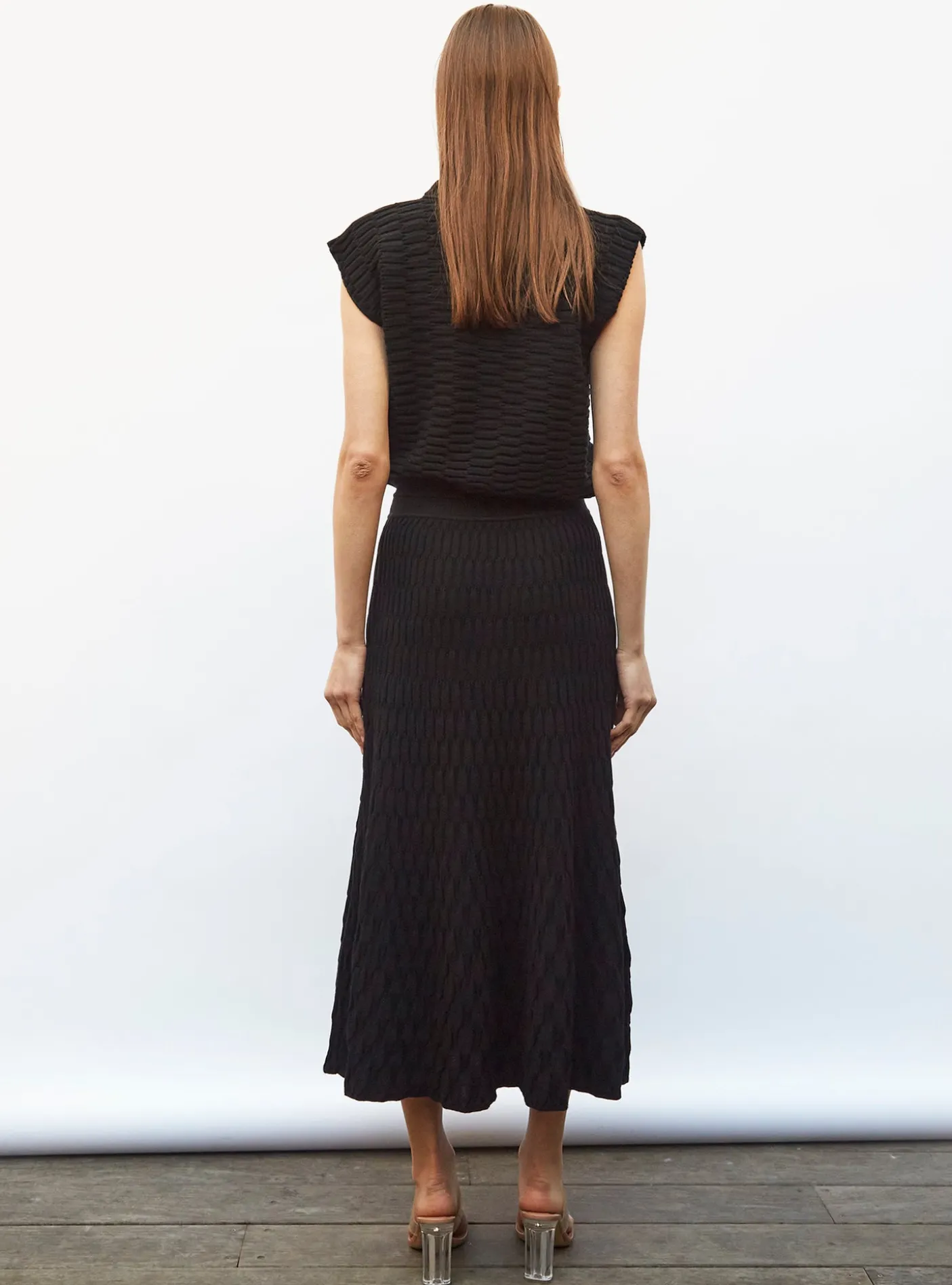 jupe longue maille zellige unie