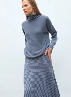 jupe longue maille zellige unie
