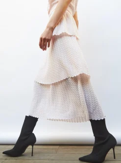 jupe maille pointelle à volants