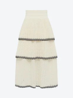 jupe maille pointelle à volants
