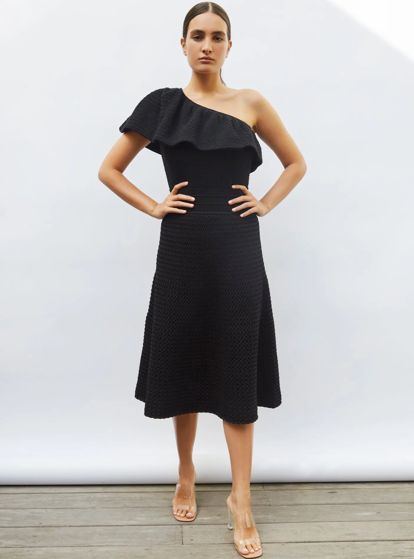 jupe midi maille smockée