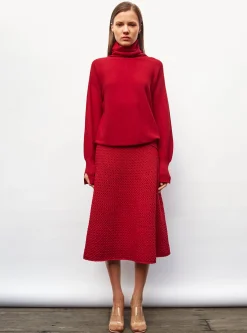 jupe midi maille smockée