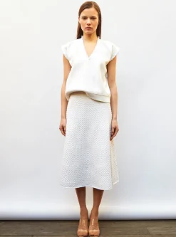 jupe midi maille smockée