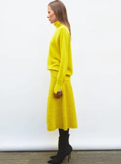 jupe midi maille smockée