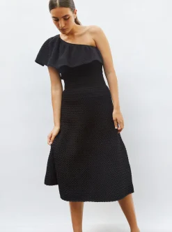 jupe midi maille smockée