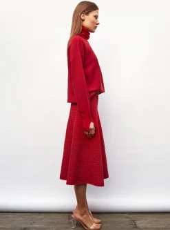 jupe midi maille smockée