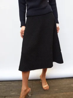 jupe midi maille smockée