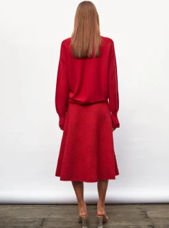jupe midi maille smockée