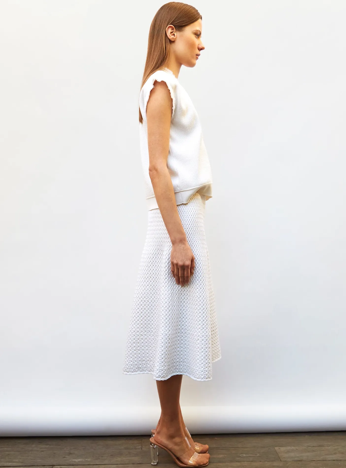 jupe midi maille smockée