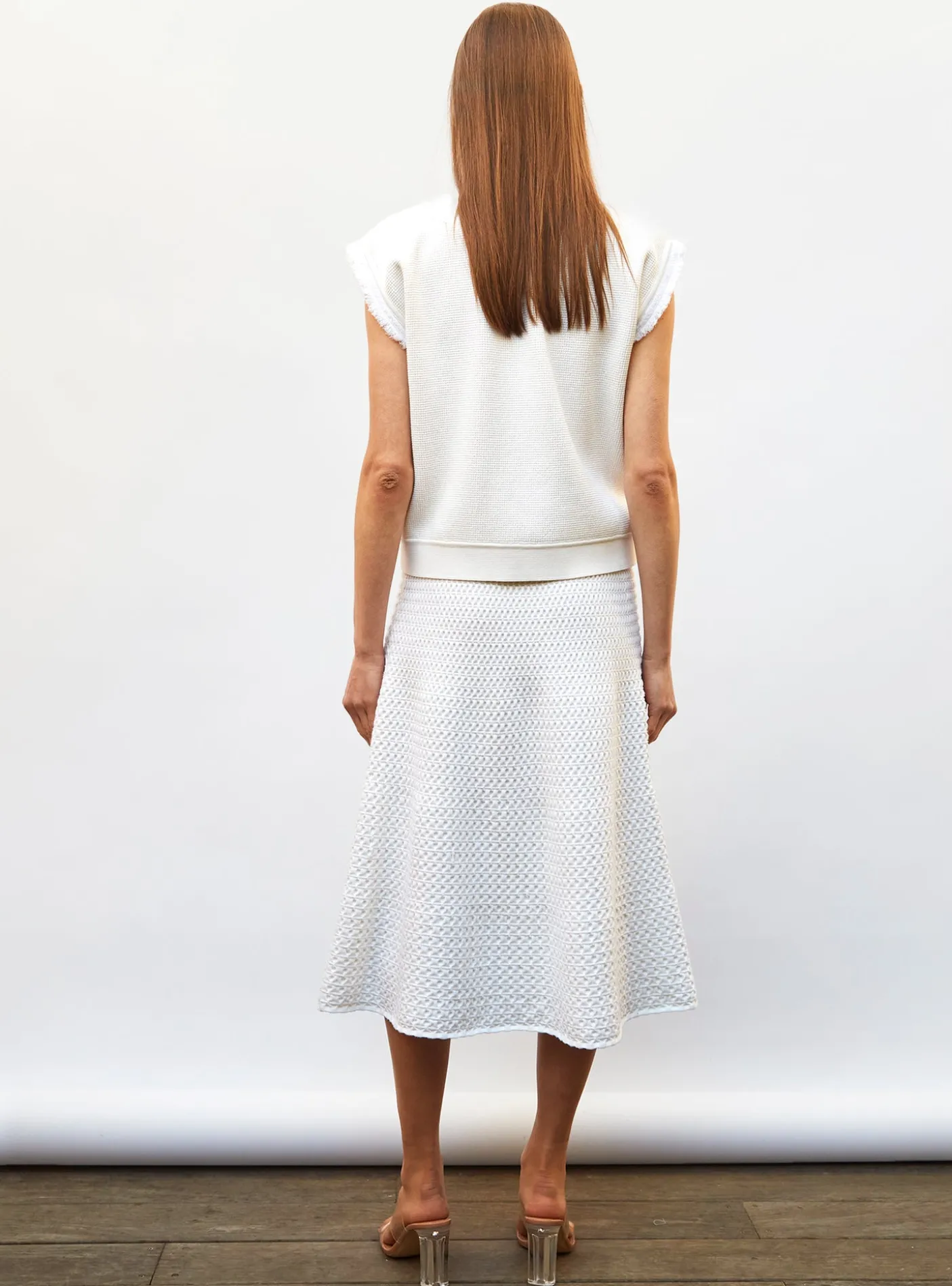 jupe midi maille smockée