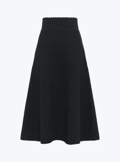 jupe midi maille smockée
