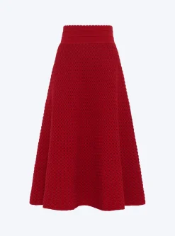 jupe midi maille smockée