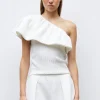 one shoulder en maille smockée