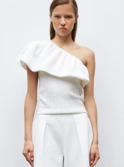 one shoulder en maille smockée
