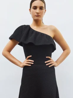 one shoulder en maille smockée