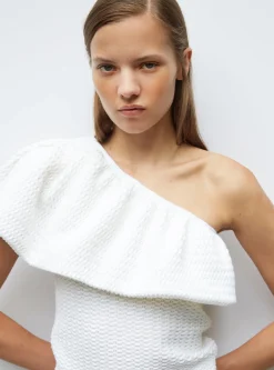 one shoulder en maille smockée