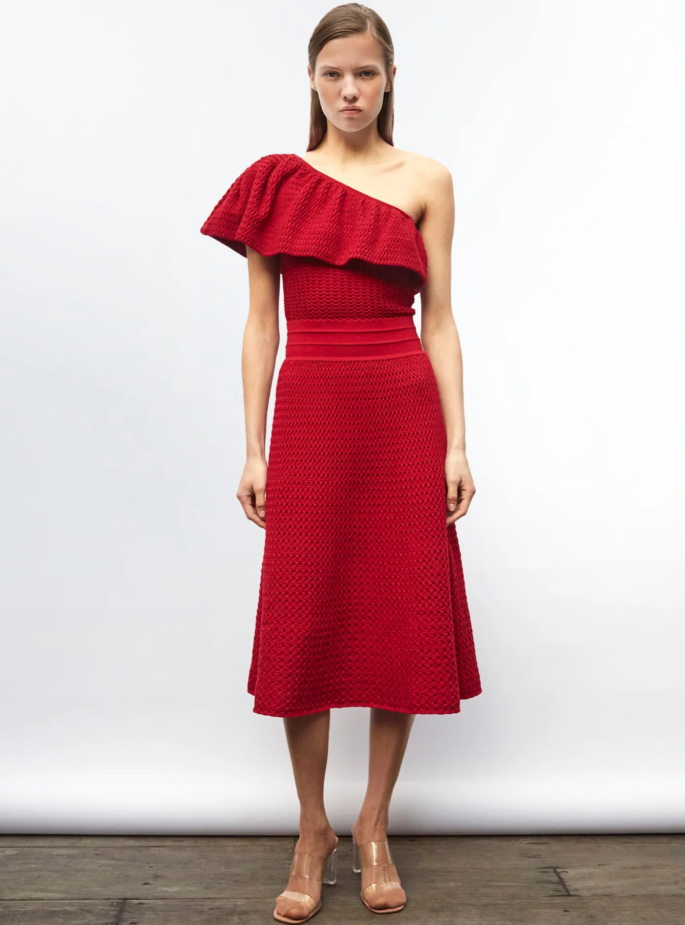 one shoulder en maille smockée