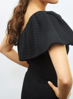 one shoulder en maille smockée
