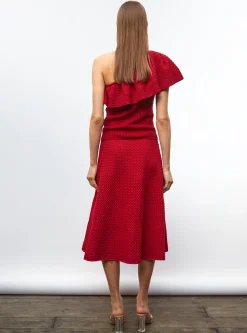 one shoulder en maille smockée