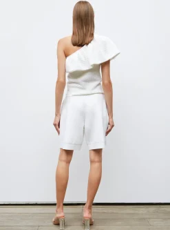 one shoulder en maille smockée