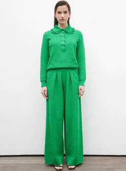 pantalon couture en maille damier