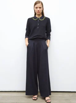 pantalon couture en maille damier