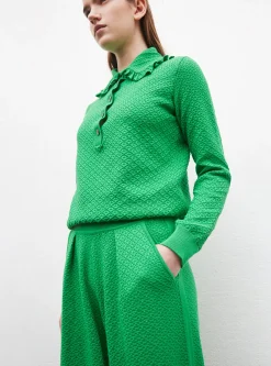 pantalon couture en maille damier