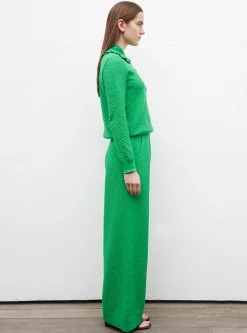pantalon couture en maille damier