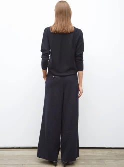 pantalon couture en maille damier