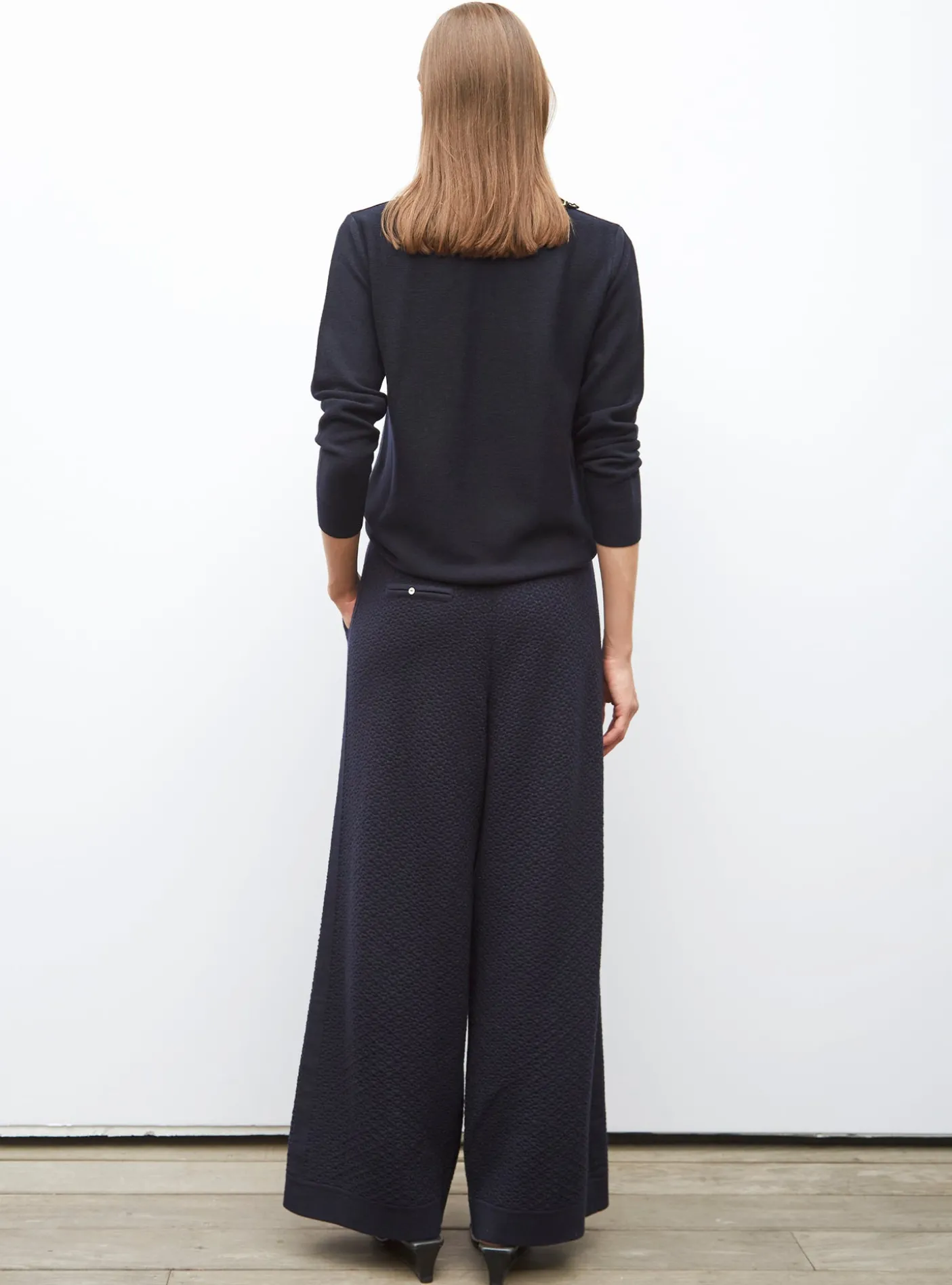 pantalon couture en maille damier