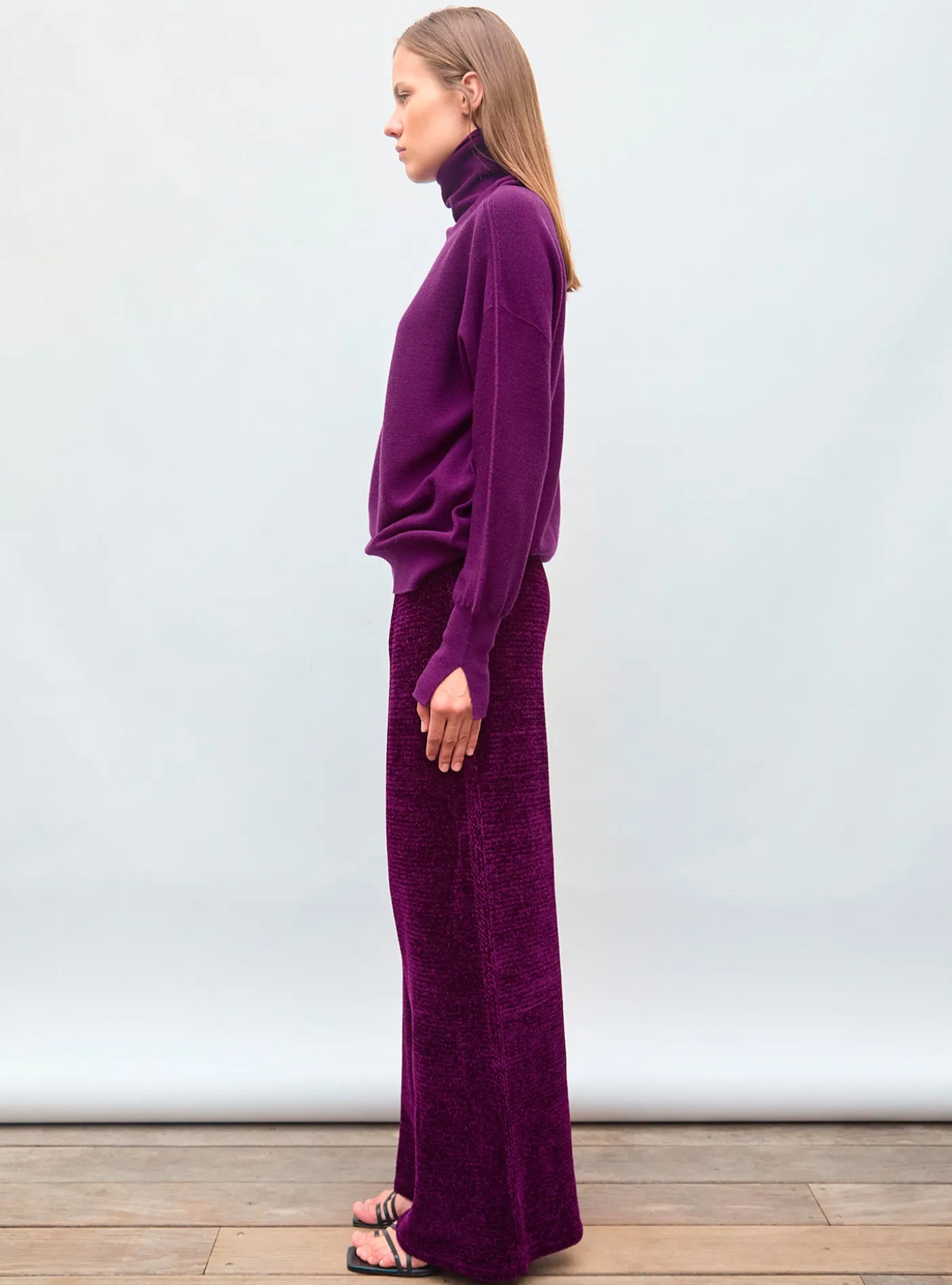 pantalon en maille velours