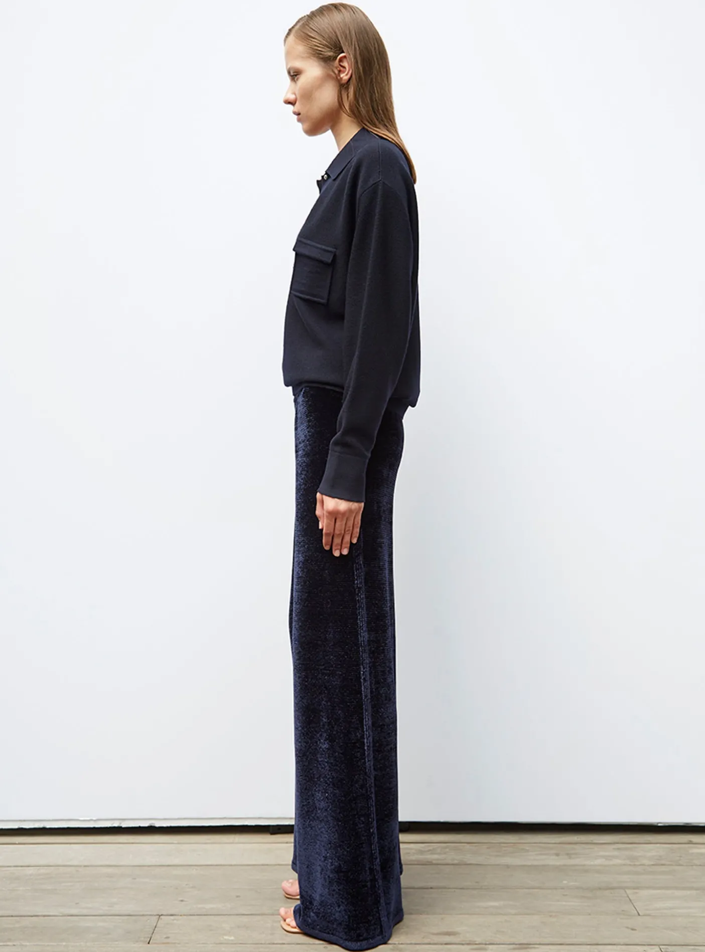 pantalon en maille velours