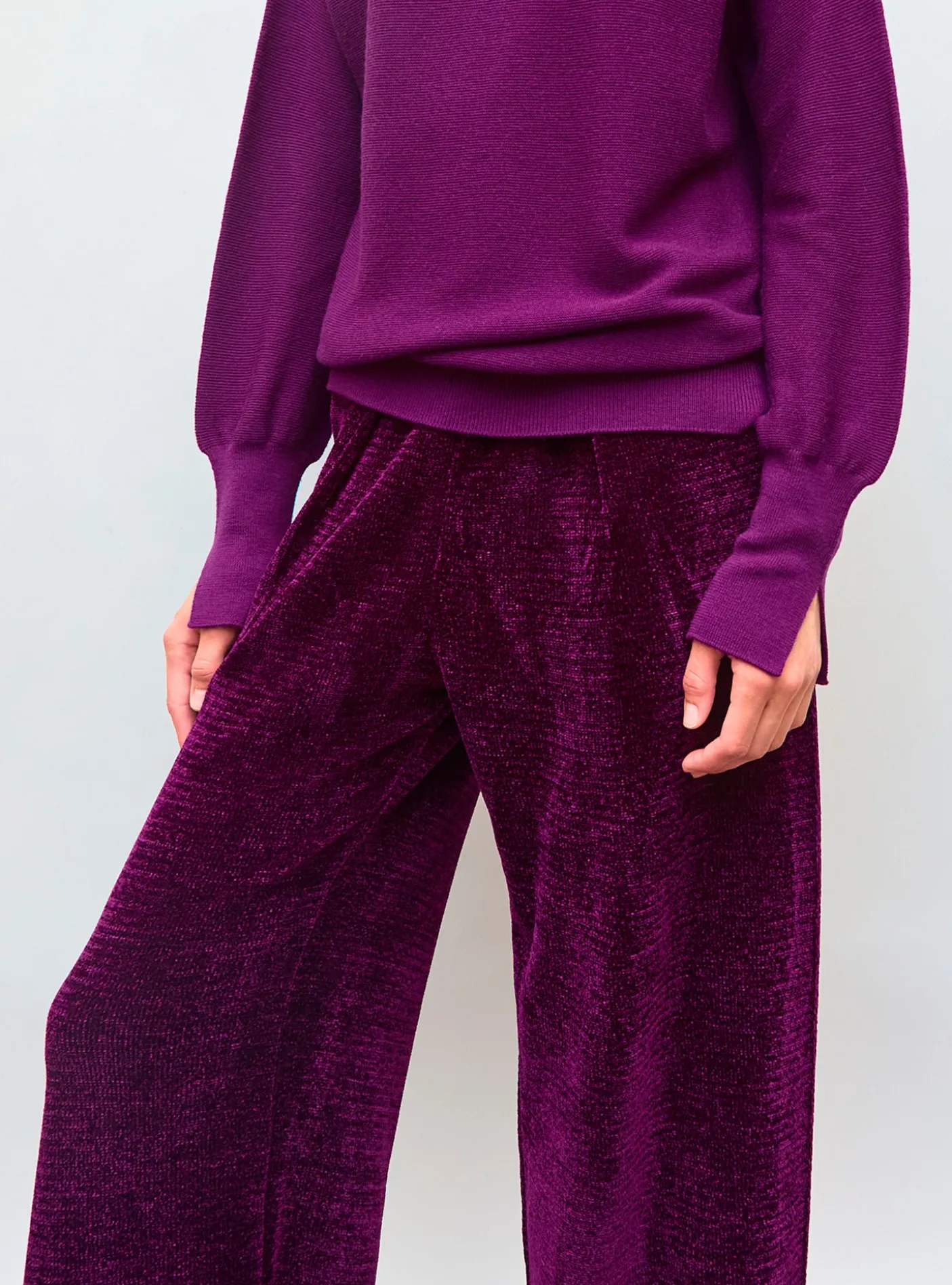 pantalon en maille velours