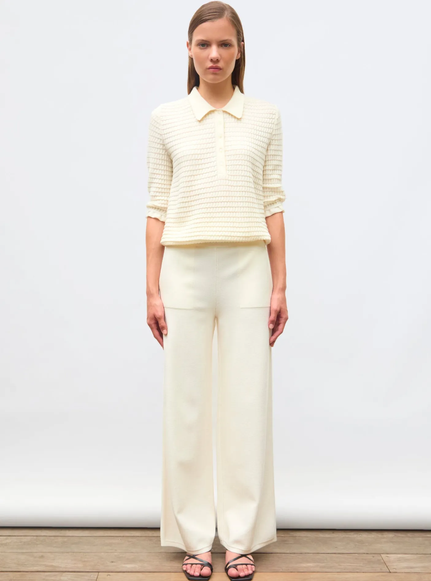 pantalon taille haute maille jersey