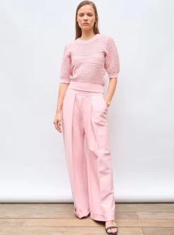 pantalon taille haute maille couture