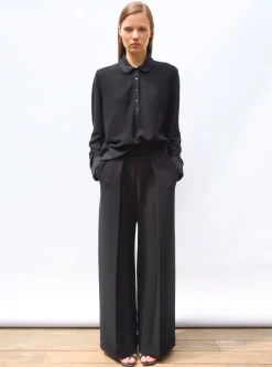 pantalon taille haute maille couture
