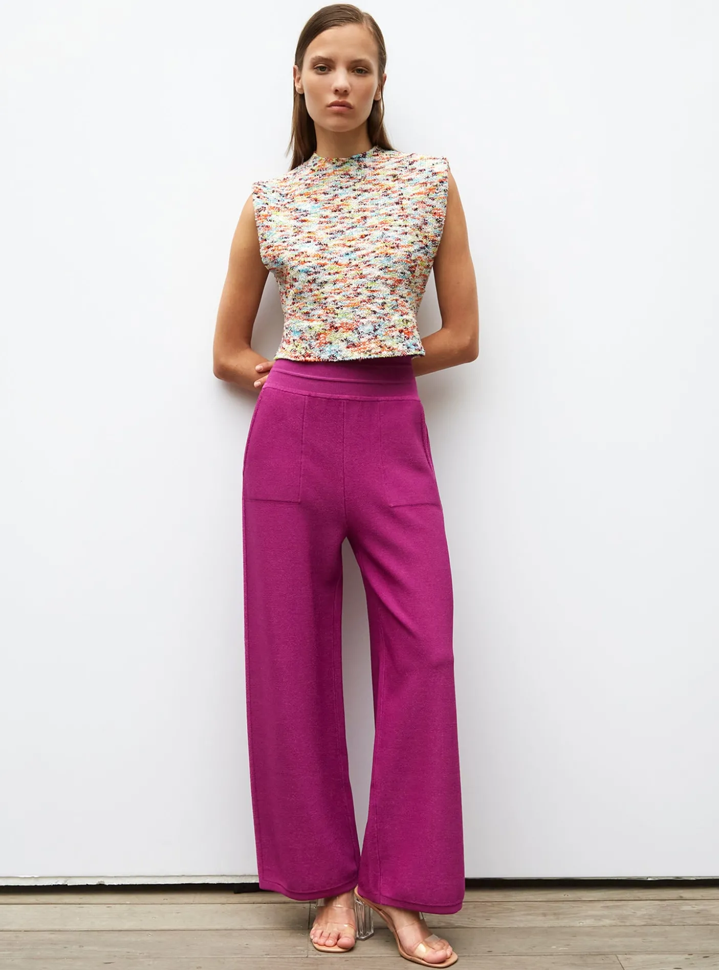 pantalon taille haute maille jersey