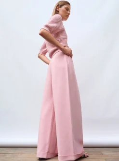 pantalon taille haute maille couture